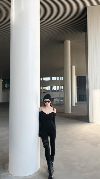 2026PILATES氣質網紗露肩扭結長袖BRATOP 黑2