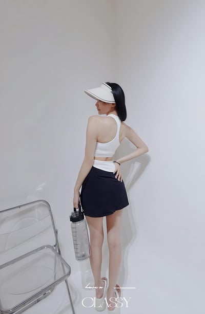 百搭露腰削肩U型bratop 白色4