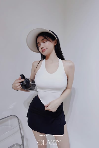 百搭露腰削肩U型bratop 白色5