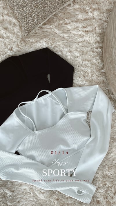 本期大推!sport繞脖長袖BraTop 白11