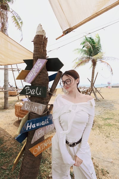 Summery氣質拼接襯衫露肩上衣6