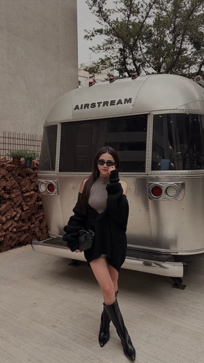 CASUAL慵懶削肩背心洋+大V領針織衣套裝3