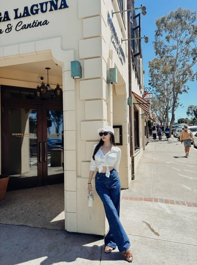 LA美式度假短版綁帶上衣2