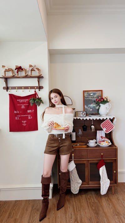 Xmas必收麂皮兩穿長筒細跟靴 深咖10