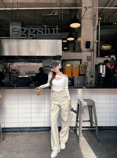 LA美式復古工裝牛仔褲 米色4