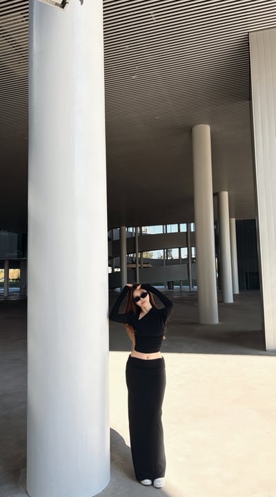 2026PILATES自留款保暖內刷毛斜領長裙套裝 黑4