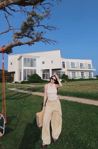 Summery網紗拼接削肩背心4