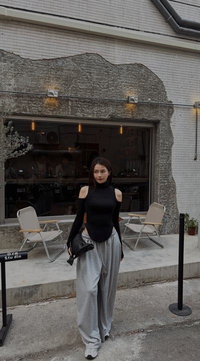 CASUAL韓國垂墜大寬舒服棉褲(淺灰)8