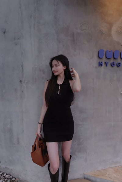 兩件式削肩旗袍感洋裝 (附罩衫)8