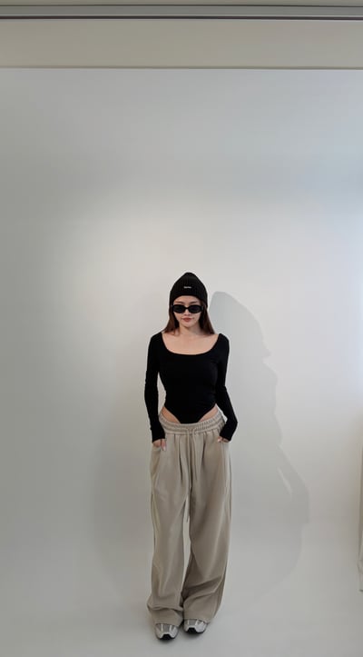 Xmas歐美美背U領連體Bratop  黑3