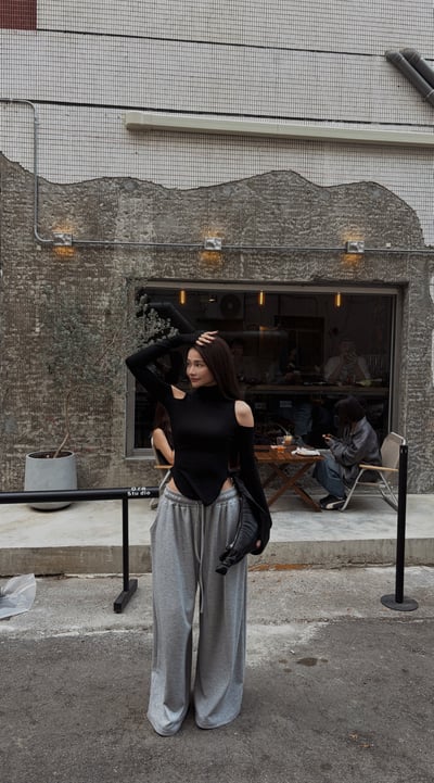 CASUAL韓國垂墜大寬舒服棉褲(淺灰)3