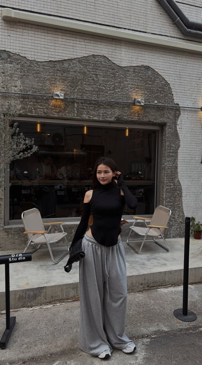 CASUAL韓國垂墜大寬舒服棉褲(淺灰)7