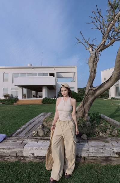 Summery網紗拼接削肩背心8