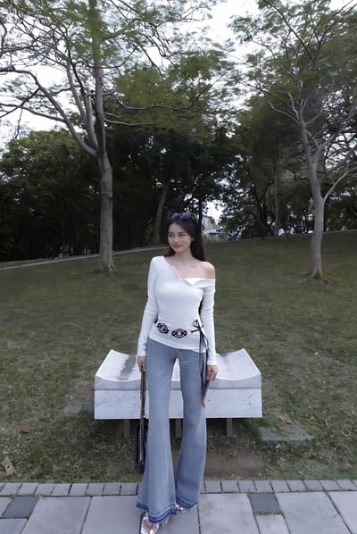 PURE純欲排扣斜肩側抓皺上衣 (白/灰/黑/紅)3