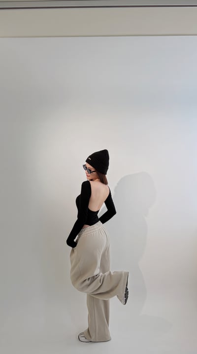 Xmas歐美美背U領連體Bratop  黑5