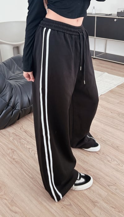 COZY 女團甜酷線條抽繩棉褲6