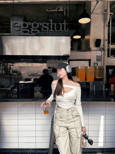 LA美式復古工裝牛仔褲 米色5