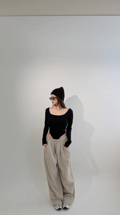 Xmas歐美美背U領連體Bratop  黑4