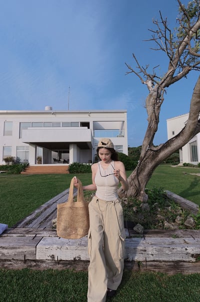 Summery網紗拼接削肩背心7