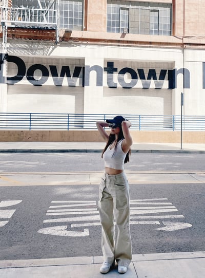 LA美式復古工裝牛仔褲 米色7