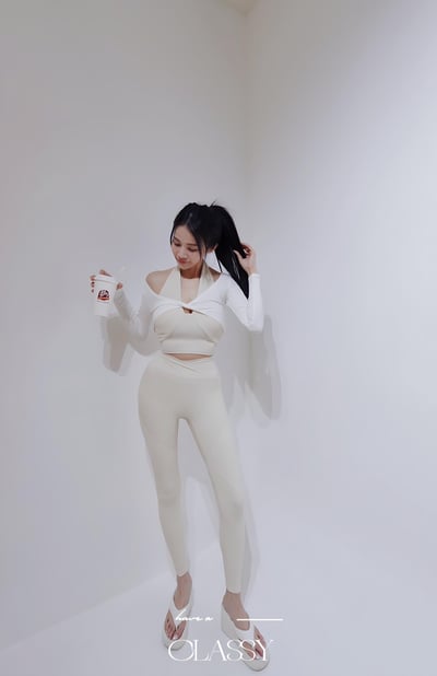 瑜珈服必收扭結小罩衫 白色4