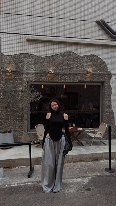 CASUAL韓國垂墜大寬舒服棉褲(淺灰)5