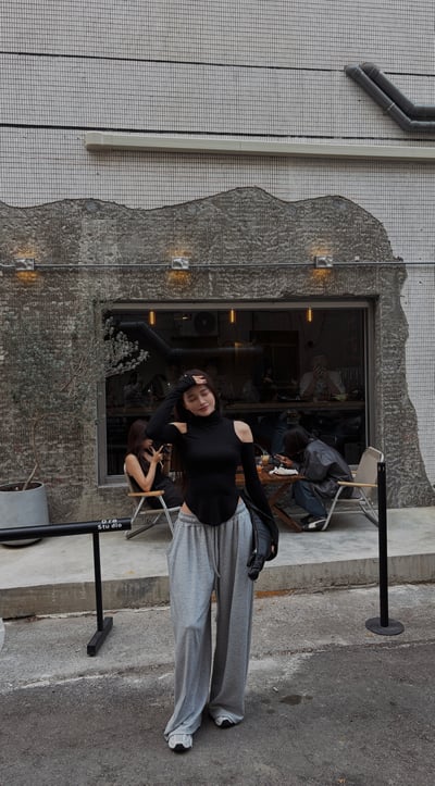 CASUAL韓國垂墜大寬舒服棉褲(淺灰)2