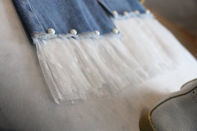 牛仔裙拼接紗裙珠珠3