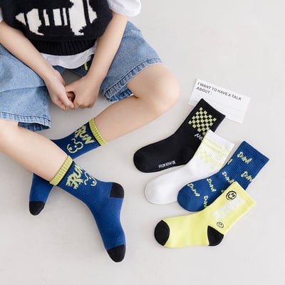 字母運動風潮流襪(5雙入)1