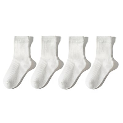 純色豎條雙針中筒兒童襪(4雙入)8