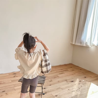 女童水洗泡泡袖短袖上衣8