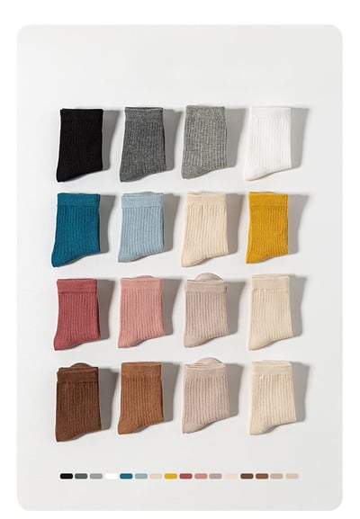 純色豎條雙針中筒兒童襪(4雙入)2