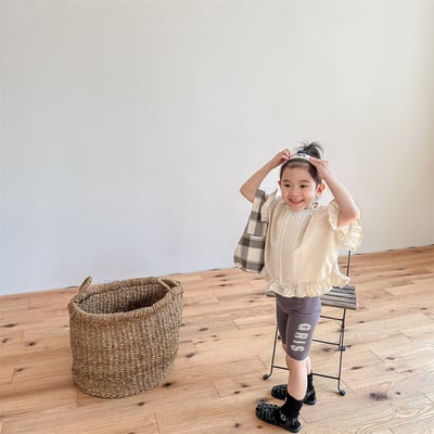 女童水洗泡泡袖短袖上衣7