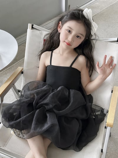 黑色細肩蓬蓬裙4