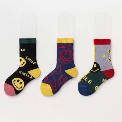 男女童卡通笑臉中筒襪(3雙入)4