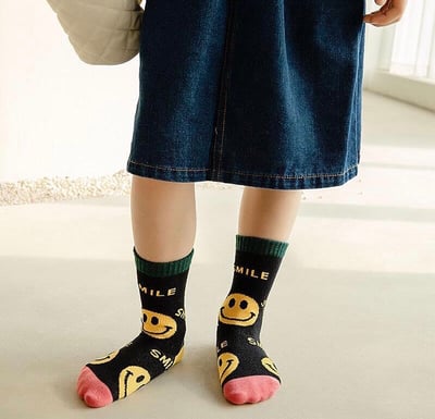 男女童卡通笑臉中筒襪(3雙入)2
