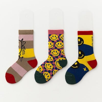 男女童卡通笑臉中筒襪(3雙入)5