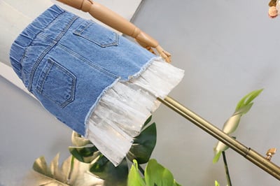 牛仔裙拼接紗裙珠珠2