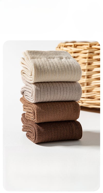 純色豎條雙針中筒兒童襪(4雙入)3