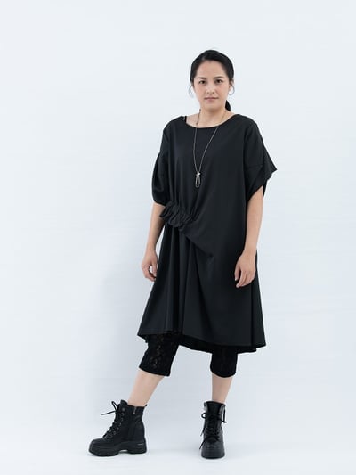 SEDA  大尺碼圓領腰部加褶洋裝~11150142