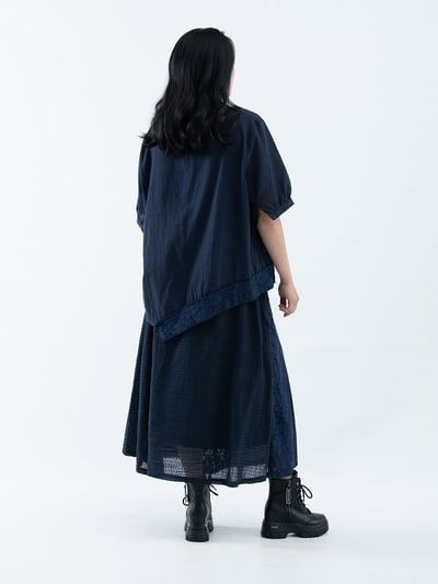 SEDA 超大尺碼圓領短袖拼接下擺蕾絲上衣111100412