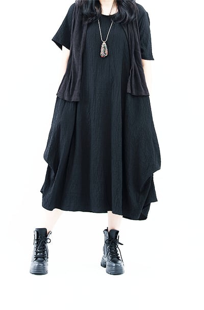 SEDA  中大尺碼圓領短袖下擺綁繩造型洋裝~11150084