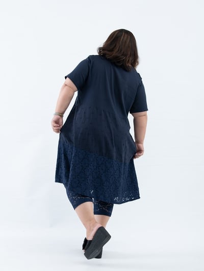 SEDA 超大尺碼圓領短袖下擺蕾絲洋裝~11150096