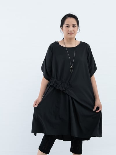 SEDA  大尺碼圓領腰部加褶洋裝~11150147