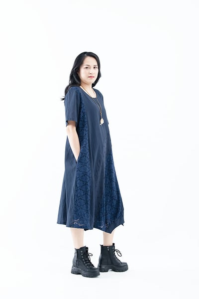 SEDA 超大尺碼圓領短袖拼接洋裝~胸圍48.52~11150109