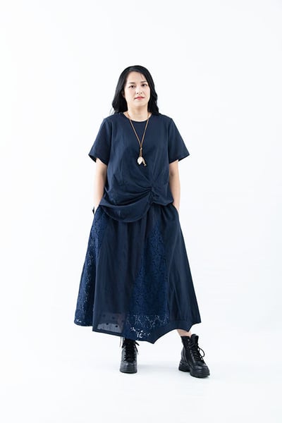 SEDA  大尺碼腰頭整圈鬆緊帶.裙子拼接蕾絲裙~腰頭30英吋拉開52英吋~11160022