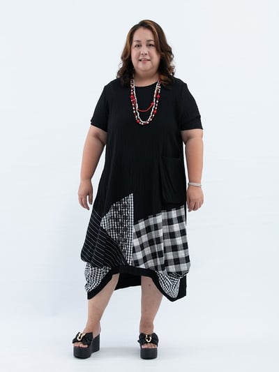 SEDA 中.大尺碼.超大尺碼下擺拼接洋裝~胸圍44~60英吋~11150016