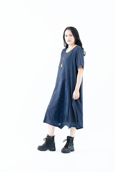 SEDA 超大尺碼圓領短袖拼接洋裝~胸圍48.52~11150106