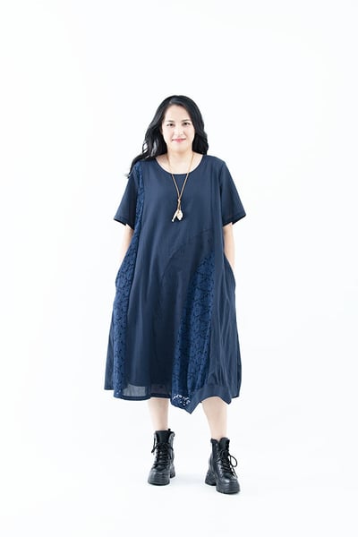 SEDA 超大尺碼圓領短袖拼接洋裝~胸圍48.52~11150107