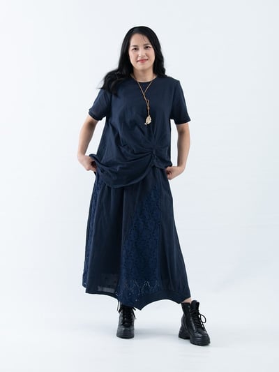 SEDA  大尺碼腰頭整圈鬆緊帶.裙子拼接蕾絲裙~腰頭30英吋拉開52英吋~111600214